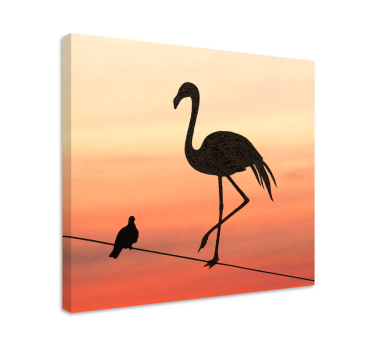 Quadro Decorativo hall de entrada Flamingo e produtode pássaros - TenStickers