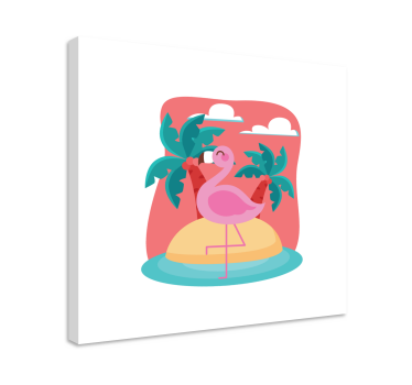 Quadro animais flamingo na ilha - TenStickers