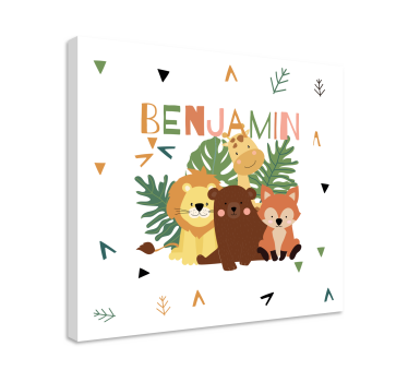 Quadro de animais Animais selvagens fofos com folhas - TenStickers