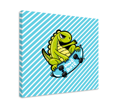 Quadro de dinossauro diversão com skateboard dino - TenStickers