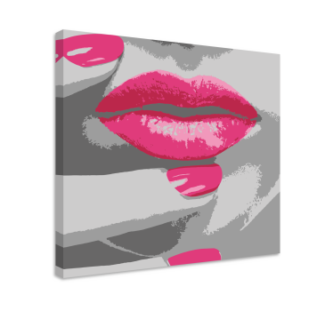 Quadro vintage detalhe de lábio rosa - TenStickers