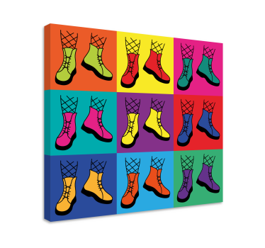 Quadro frase botas coloridas com amarração - TenStickers
