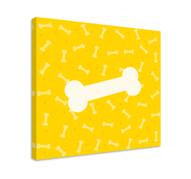 Quadro Decorativo de cães Osso de cão com fundo amarelo fofo - TenStickers
