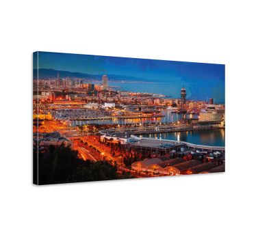 Quadro em 3D Vistas de barcelona à noite - TenStickers