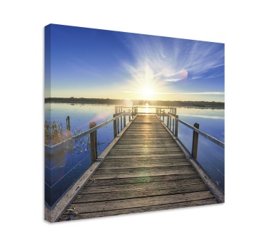 Quadro em 3D Vista do pôr do sol da ponte da doca de madeira - TenStickers
