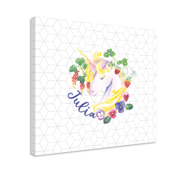 Quadro unicórnio arranjo floral de unicórnio - TenStickers