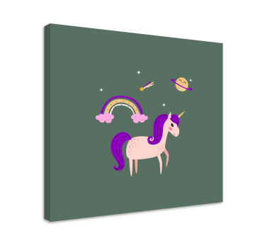 Quadro unicórnio aventura dos sonhos - TenStickers
