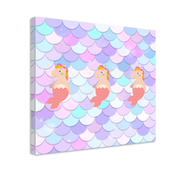 Quadro Decorativo infantil Sirenes de unicórnio com escamas de pe - TenStickers