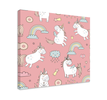 Quadro unicórnio com padrão divertido de unicórnios - TenStickers