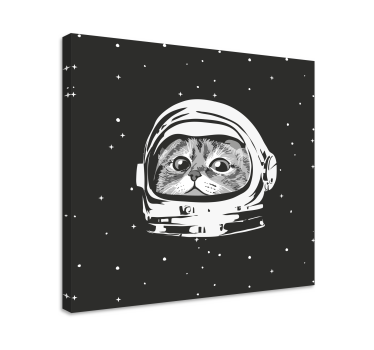 Quadro com gatos astronauta preto e branco - TenStickers