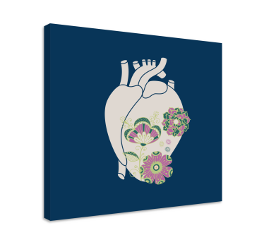 Quadro decorativo abstrato design floral coração - TenStickers