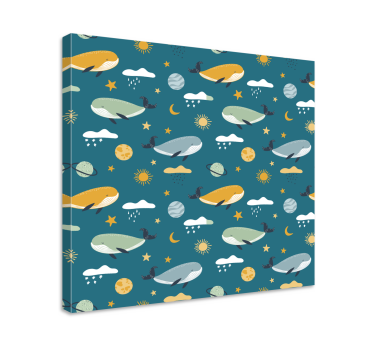 Quadro de arte baleias no espaço - TenStickers