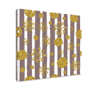 Quadro Decorativo de natal Padrão listrado com círculos dourados - TenStickers