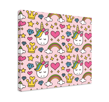 Quadro unicórnio com padrão fofo de unicórnio - TenStickers