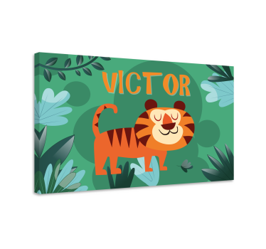 Quadro para quarto bebê Tigre fofo para menino com nome - TenStickers