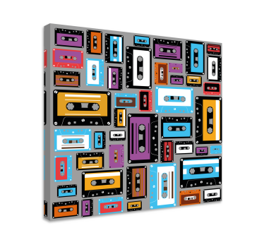 Quadro Decorativo vintage Padrão de fita cassete retro anos 80 - TenStickers