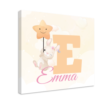 Quadro 3d coelhinho feliz segurando estrela - TenStickers