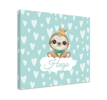 Quadro Decorativo com nome Preguiça fofa para menino com nome - TenStickers