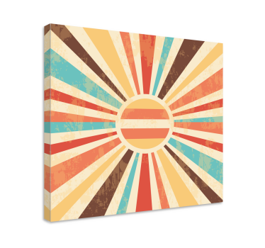 Quadro Decorativo vintage Raios de sol retrô coloridos - TenStickers