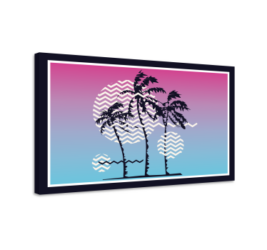 Quadro Decorativo vintage Palmeiras retro pôr do sol - TenStickers