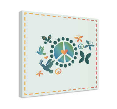 Quadro com letras símbolo da paz - TenStickers