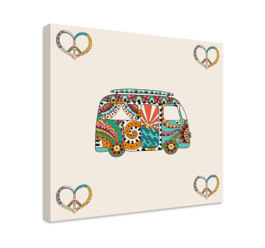 Quadro vintage com padrão de vans coloridas - TenStickers