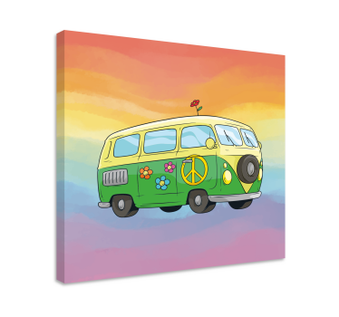Quadro Decorativo vintage Desenho animado hippie com arco-íris - TenStickers