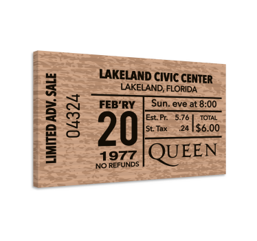 Quadro vintage ingresso para o show da rainha - TenStickers