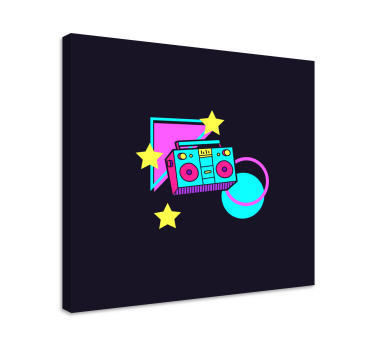 Quadro Decorativo vintage Boombox colorido estilo anos 80 com for - TenStickers