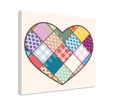 Quadro frase motivacional design de coração em patches - TenStickers
