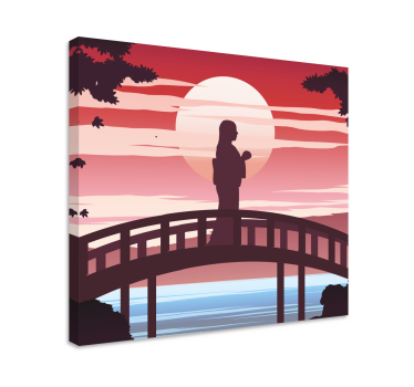 Quadro decorativo abstrato silhueta na ponte - TenStickers