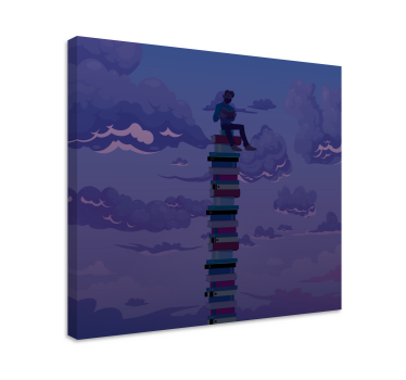 Quadro vintage livros empilhados para o céu - TenStickers