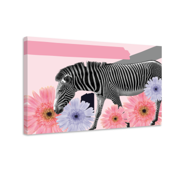 Quadro animais zebra entre flores - TenStickers