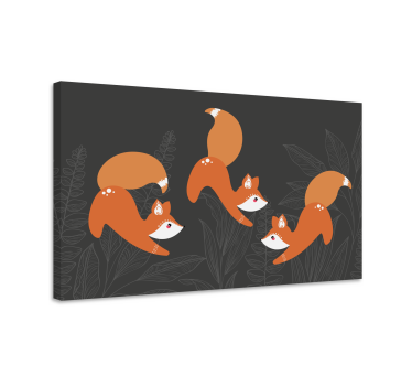 Quadro animais raposa brincando - TenStickers
