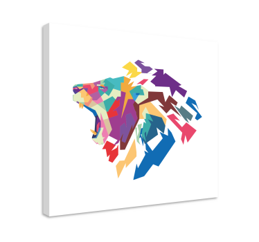 Quadro animais cabeça de leão colorida - TenStickers