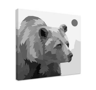Quadro de animais Urso cinzento de animais geométricos - TenStickers