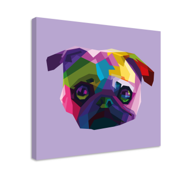 Quadro de cães com rosto de pug colorido - TenStickers