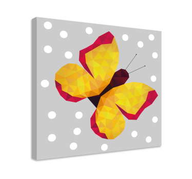 Quadro de borboletas asas geométricas amarelas - TenStickers
