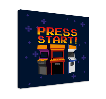 Quadro Decorativo vintage Pressione start máquinas de arcade - TenStickers