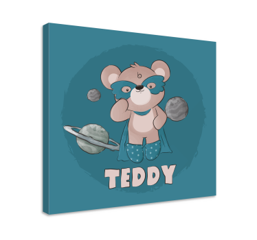 Quadro Decorativo com nome Urso herói - TenStickers