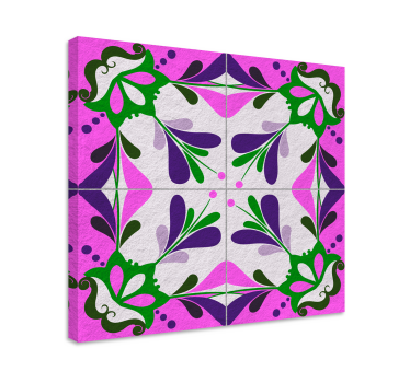 Quadro vintage azulejo hidráulico rosa - TenStickers