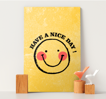 Quadro para sala Rosto sorridente "tenha um bom dia" - TenStickers