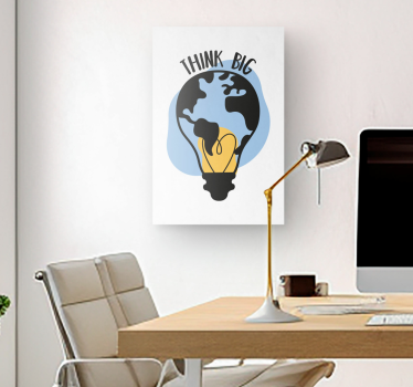 Quadro frase motivacional mundo em forma de lâmpada - TenStickers