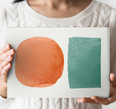 Quadro Decorativo abstrato aquarela circular e retangular - TenStickers