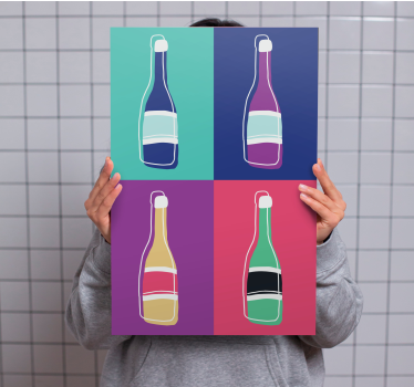 Quadro Decorativo abstrato garrafas de pop art - TenStickers