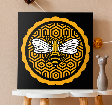 Quadro animais abelha com hexágonos - TenStickers