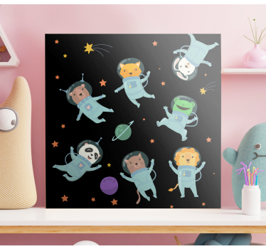 Quadro animais aventura cósmica dos animais - TenStickers