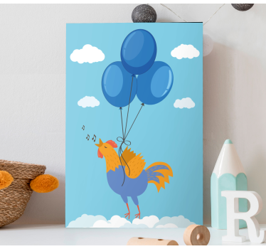 Quadro animais balões do galo cantor - TenStickers