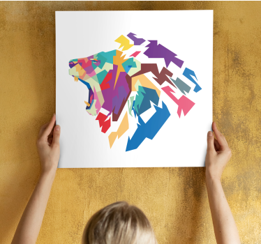 Quadro animais cabeça de leão colorida - TenStickers