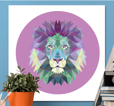 Quadro animais cabeça de leão geométrica - TenStickers